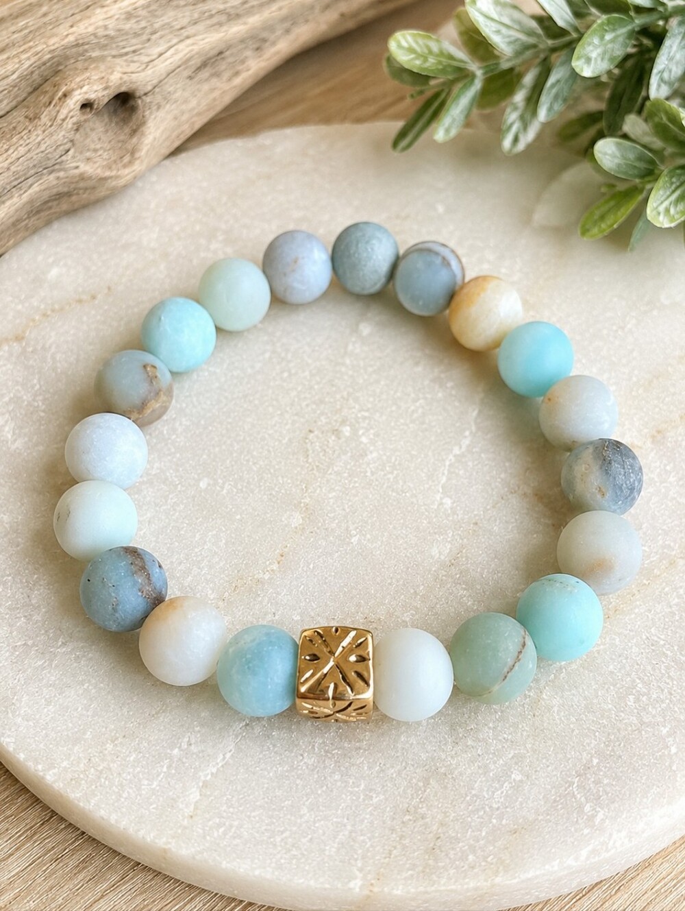 Amazonite Beaded Stretch Bracelet | Handmade